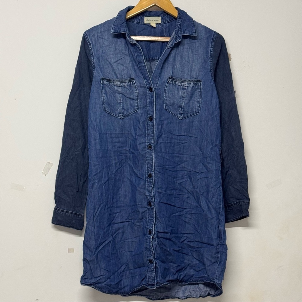 Cloth & Stone Chambray Blue Button Up Loose Fit Dress S